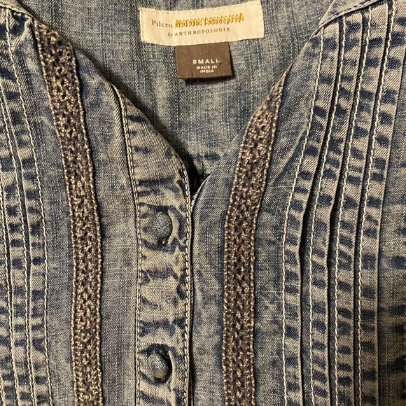 Pilcro and the Letterpress Anthropologie Norah Pintucked Blouse. - Picture 7 of 8